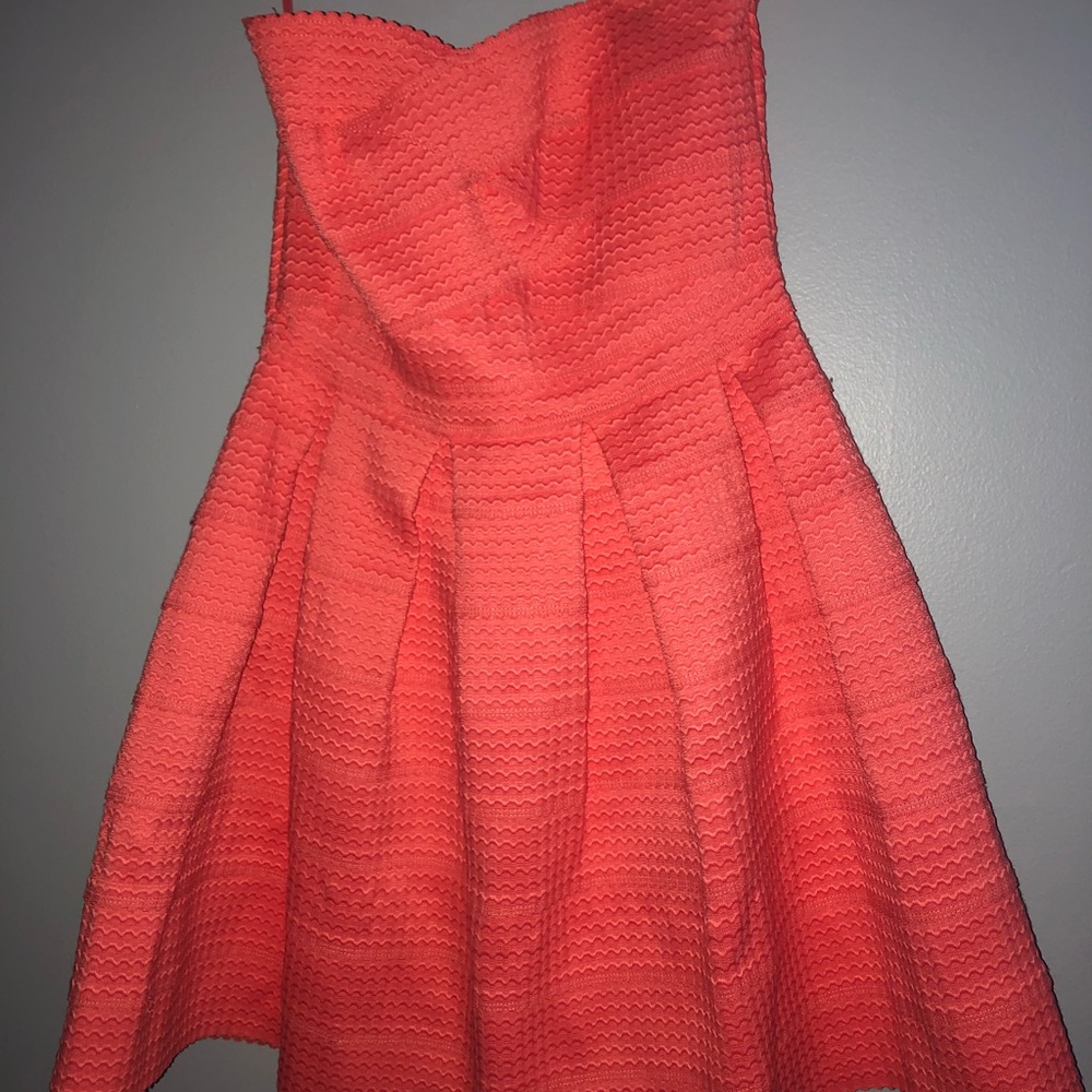 Coral strapless Bandage dress